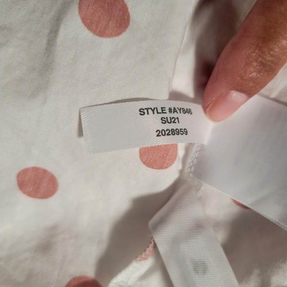 J.crew White Polka Dot V-Neck puff Sleeve Poplin Wrap mini Dress. - Picture 12 of 12